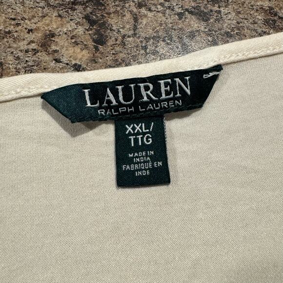Lauren Ralph Lauren Womens Top Coquette Feminine Boho Minimalist Girly Cream XXL - Picture 2 of 4